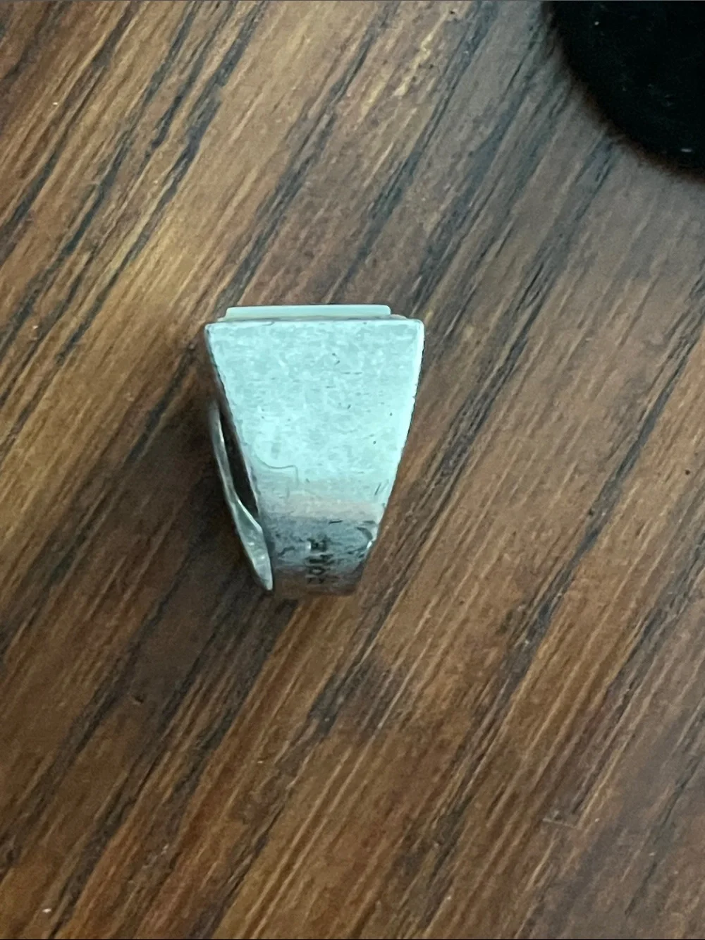 Kenneth Cole Silver-Tone Ring with White/MOP Square Inlay